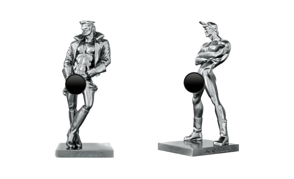 Durk and Pekka chrome bookends for Tom of Finland